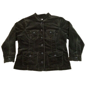 Christopher & Banks Green Corduroy XL Button Up Jacket Shirt Shacket 918A